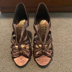 Bronze Open Toe Heels